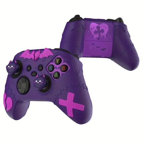 Goth Emo Gamer Girl Kawaii Cute Purple Xbox Controller Cover w/ Thumb Bat Grips - Picture 7 of 9